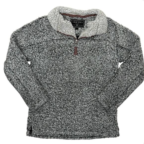 True Grit Frosty Tip 1/4 Zip Pullover Gray Sherpa Fleece Women’s Size S Cozy - Picture 1 of 6